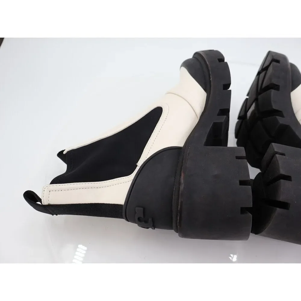 Tory Burch Women's Chelsea Lug Sole Ankle Boots Size 7.5 Black White Slip On